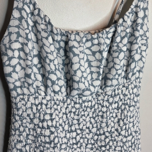 Abercrombie & Fitch Smocked Mini Dress Ruffle Green White XSP - Picture 2 of 6
